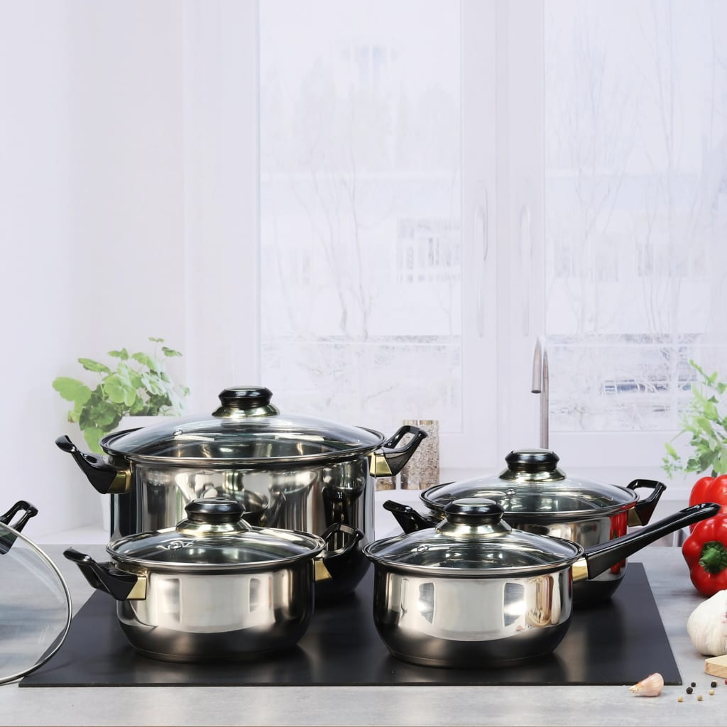 HI 12-Piece Stainless Steel Cookware Set - Durable & Versatile, Dishwasher Safe - BEYRUN