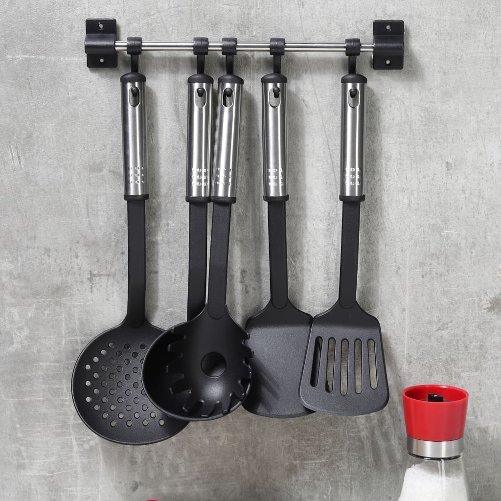 HI 6 Piece Kitchen Tool Set - Black & Silver | Durable Stainless Steel Handles | Stylish & Versatile - BEYRUN