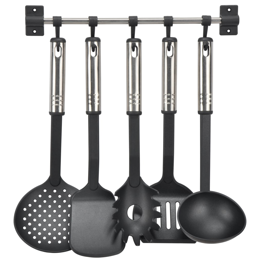 HI 6 Piece Kitchen Tool Set - Black & Silver | Durable Stainless Steel Handles | Stylish & Versatile - BEYRUN