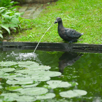 Ubbink Spitter Garden Fountain Duck with Elegant Bronze Accents - Weather Resistant & Durable - BEYRUN