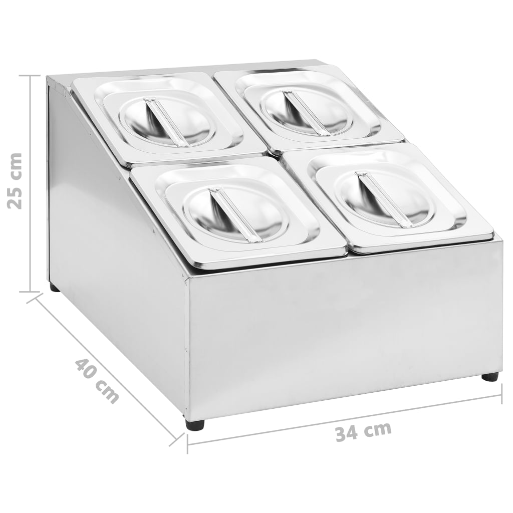 vidaXL Gastronorm Container Holder with 4 GN 1/6 Pans - Stainless Steel | Enhance Your Kitchen Organization & Efficiency - BEYRUN