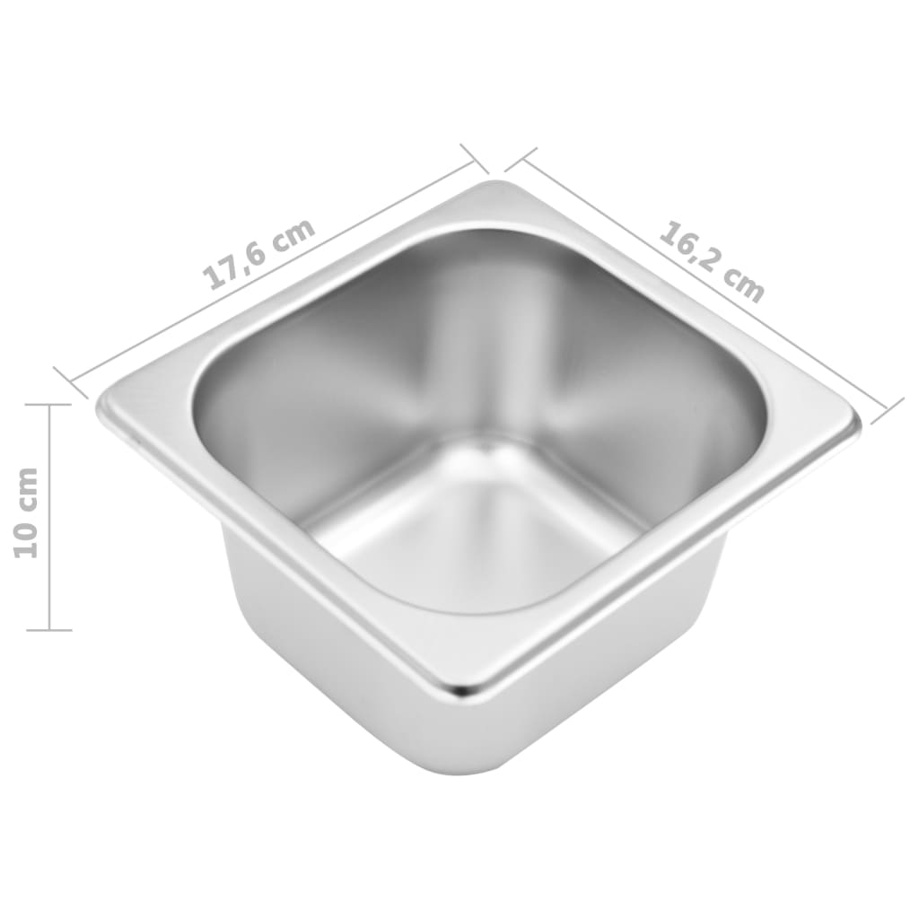 vidaXL Stainless Steel Gastronorm Container Holder with 6 GN 1/6 Pans & Lids - Ideal for Kitchens & Buffets - BEYRUN