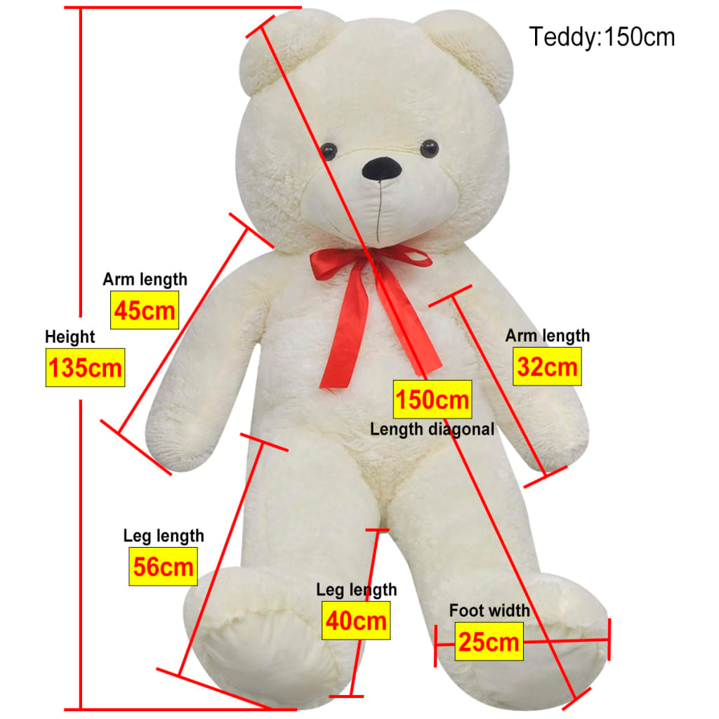 vidaXL XXL Soft Plush Teddy Bear Toy White 135 cm - BEYRUN