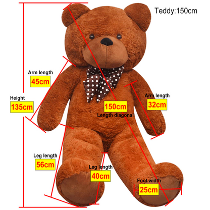 vidaXL XXL Soft Plush Teddy Bear Toy Brown 135 cm - BEYRUN