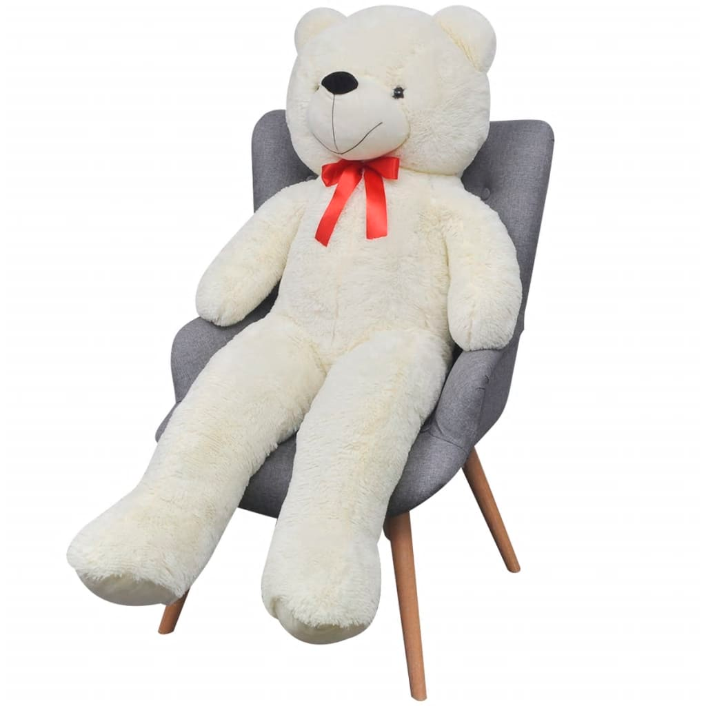 vidaXL XXL Soft Plush Teddy Bear Toy - 160 cm White - Lifelike Style, Perfect Gift for Loved Ones