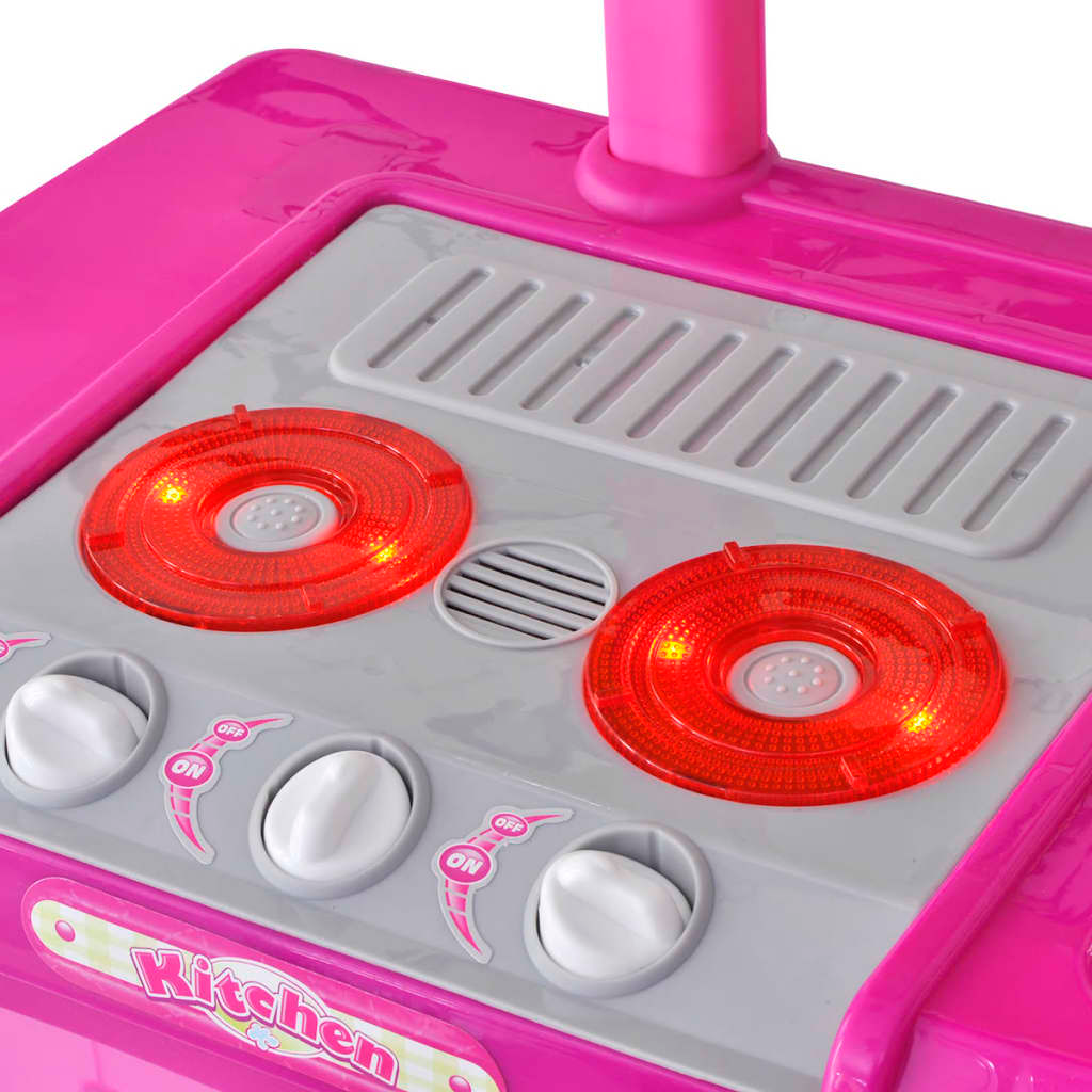 Kids/Children Playroom Toy Kitchen with Light/Sound Effects Pink - Imaginative Play for Little Chefs - BEYRUN