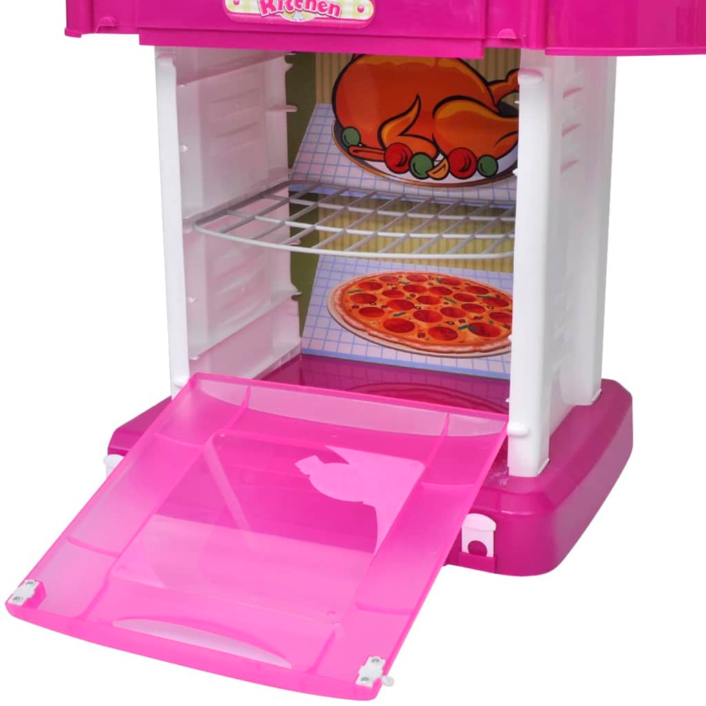 Kids/Children Playroom Toy Kitchen with Light/Sound Effects Pink - Imaginative Play for Little Chefs - BEYRUN