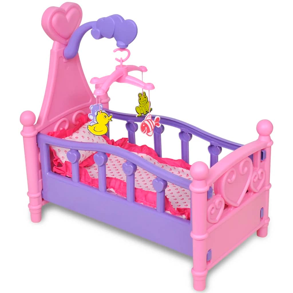 Charming Kids' Playroom Toy Doll Bed - Pink & Purple - Perfect for Playtime - BEYRUN