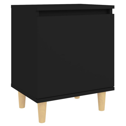 vidaXL Bed Cabinet with Solid Wood Legs in Black - 40x30x50 cm | Stylish & Functional Nightstand - BEYRUN