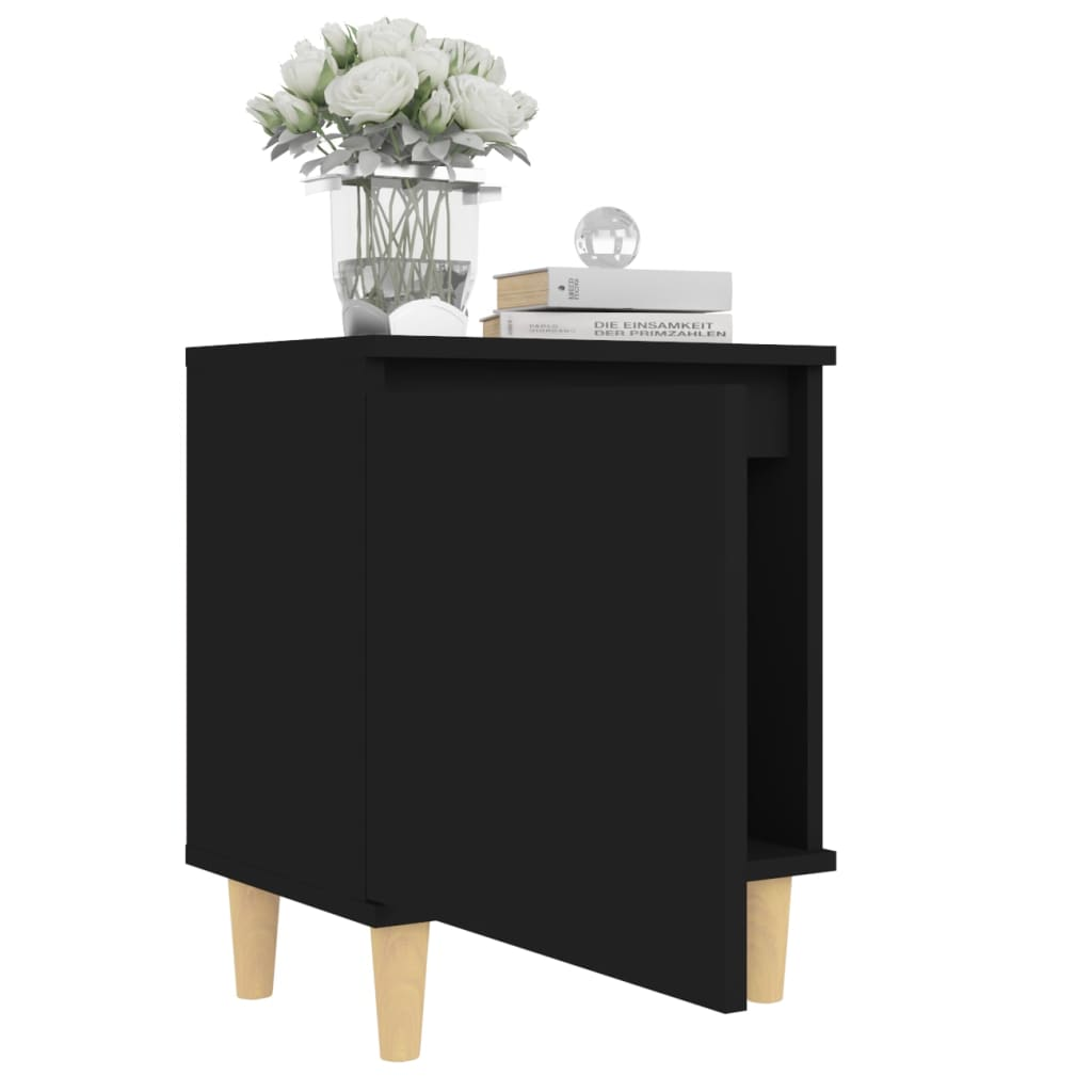 vidaXL Bed Cabinet with Solid Wood Legs in Black - 40x30x50 cm | Stylish & Functional Nightstand - BEYRUN