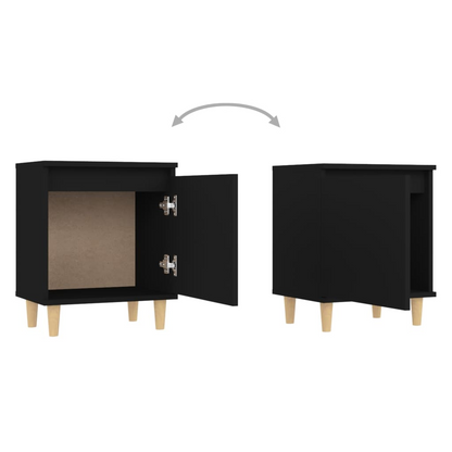 vidaXL Bed Cabinet with Solid Wood Legs in Black - 40x30x50 cm | Stylish & Functional Nightstand - BEYRUN