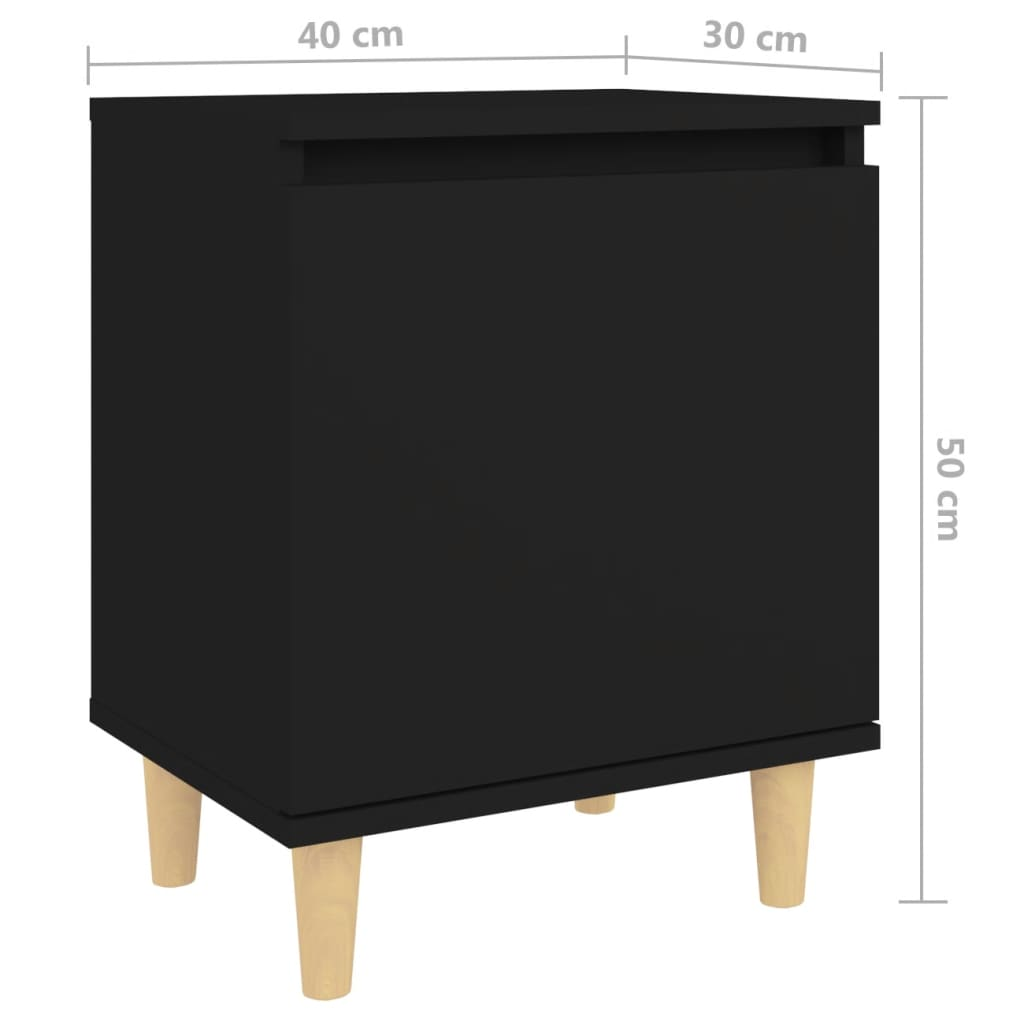 vidaXL Bed Cabinet with Solid Wood Legs in Black - 40x30x50 cm | Stylish & Functional Nightstand - BEYRUN