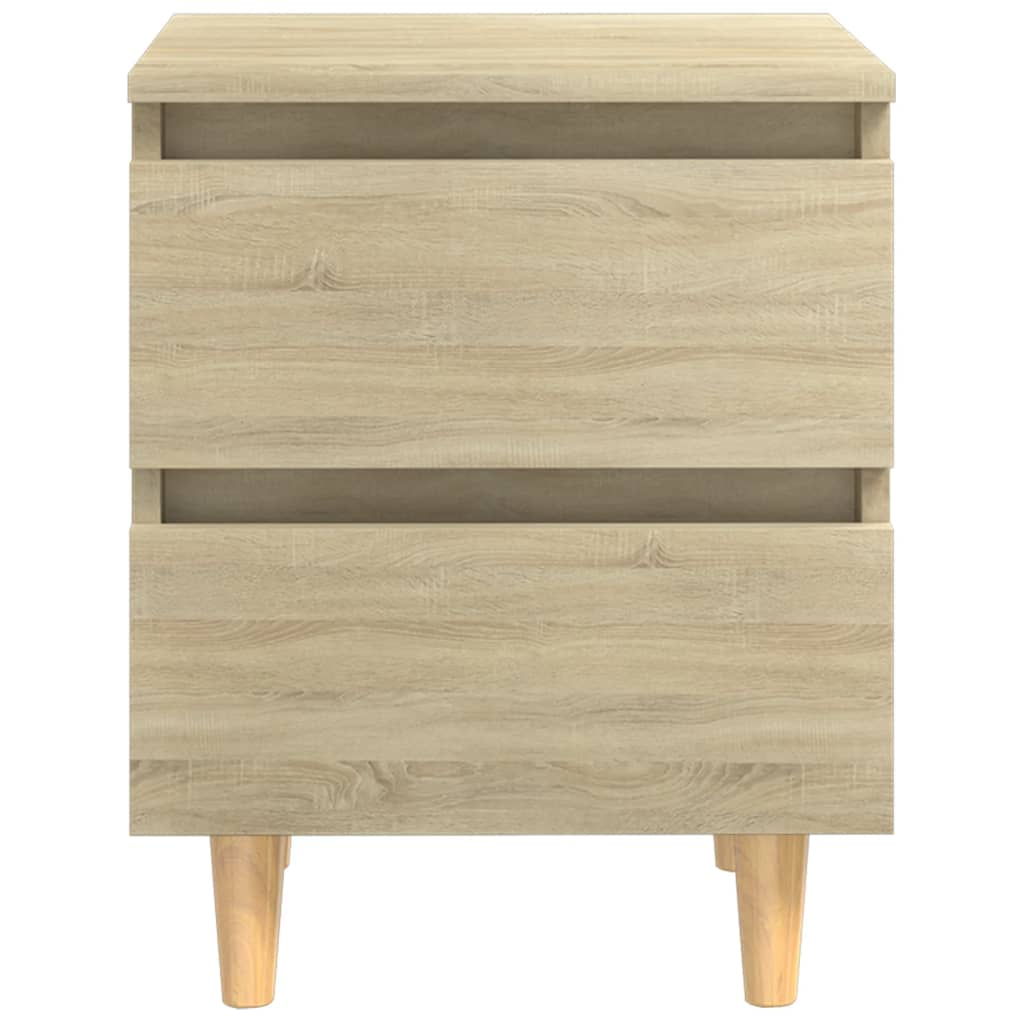 vidaXL Sonoma Oak Bed Cabinet with Solid Pinewood Legs - 2 Drawers - 40x35x50 cm - BEYRUN