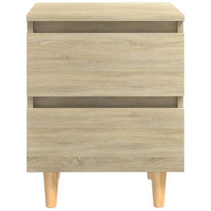 vidaXL Sonoma Oak Bed Cabinet with Solid Pinewood Legs - 2 Drawers - 40x35x50 cm - BEYRUN