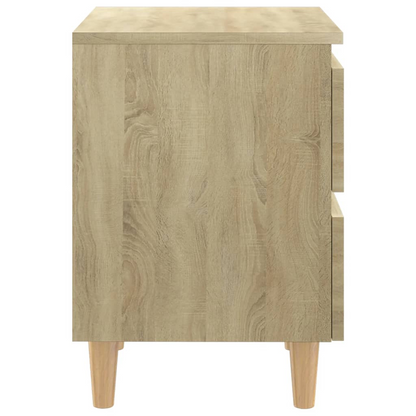 vidaXL Sonoma Oak Bed Cabinet with Solid Pinewood Legs - 2 Drawers - 40x35x50 cm - BEYRUN