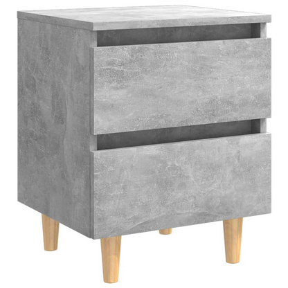 vidaXL Scandinavian Bed Cabinet with Solid Pinewood Legs, Concrete Grey, 40x35x50 cm - Modern & Chic Nightstand - BEYRUN