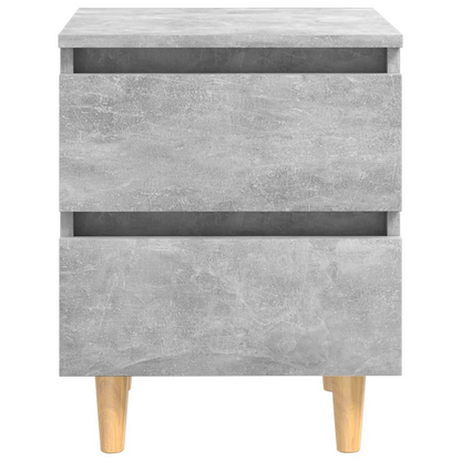 vidaXL Scandinavian Bed Cabinet with Solid Pinewood Legs, Concrete Grey, 40x35x50 cm - Modern & Chic Nightstand - BEYRUN