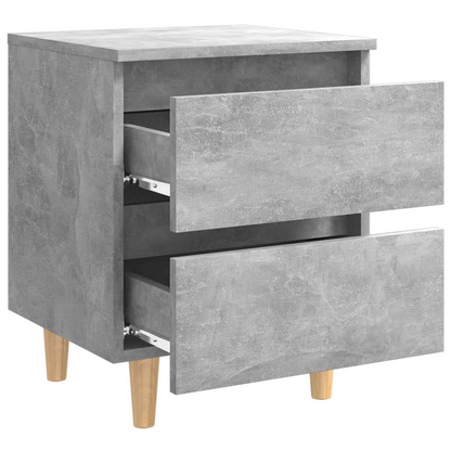 vidaXL Scandinavian Bed Cabinet with Solid Pinewood Legs, Concrete Grey, 40x35x50 cm - Modern & Chic Nightstand - BEYRUN