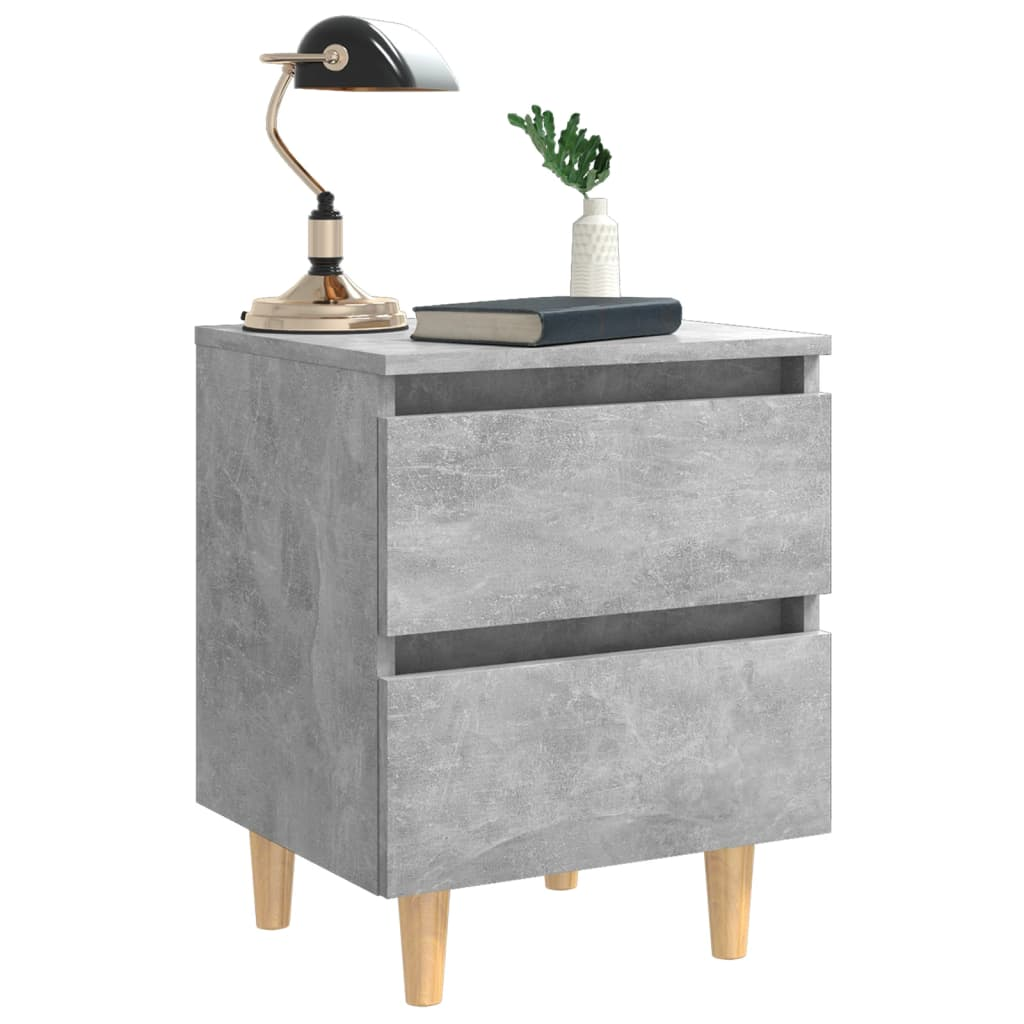 vidaXL Scandinavian Bed Cabinet with Solid Pinewood Legs, Concrete Grey, 40x35x50 cm - Modern & Chic Nightstand - BEYRUN