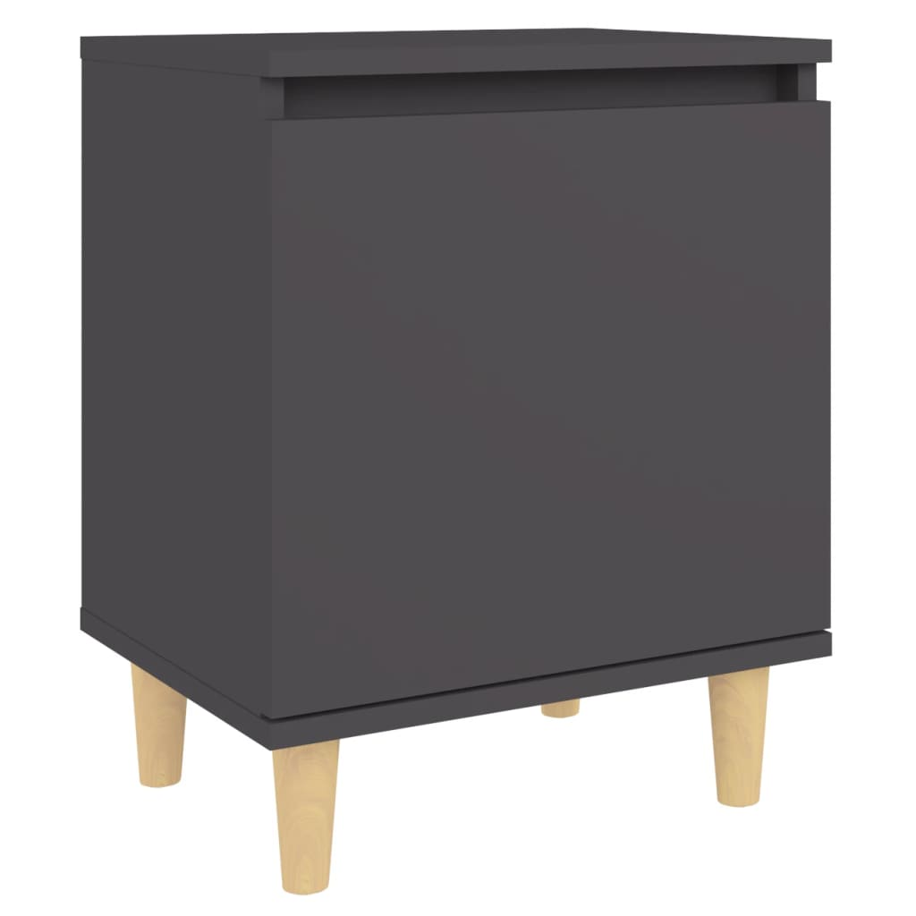 vidaXL Scandinavian Style Bed Cabinet with Solid Wood Legs, Grey - 40x30x50 cm - BEYRUN