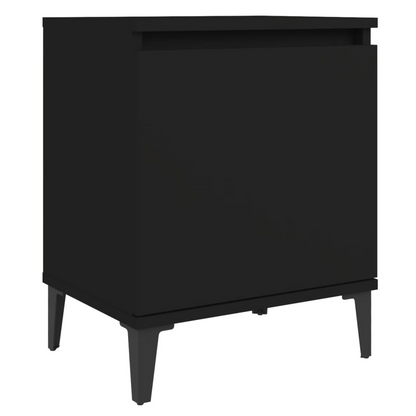 vidaXL Industrial Bed Cabinet with Metal Legs - Black, 40x30x50 cm - BEYRUN