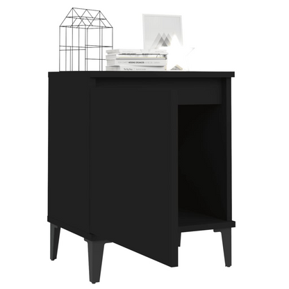 vidaXL Industrial Bed Cabinet with Metal Legs - Black, 40x30x50 cm - BEYRUN