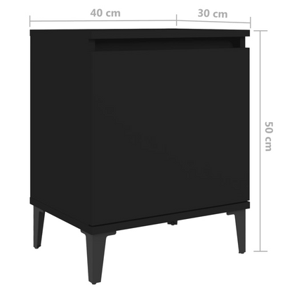 vidaXL Industrial Bed Cabinet with Metal Legs - Black, 40x30x50 cm - BEYRUN