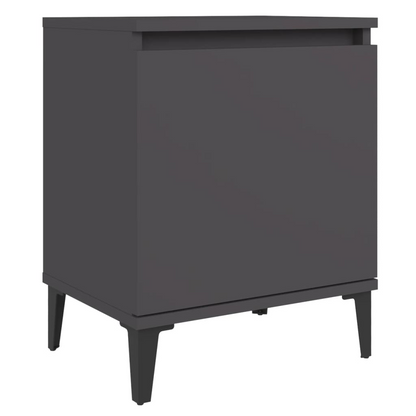 vidaXL Industrial Bed Cabinet with Metal Legs - Grey, 40x30x50 cm - Sturdy Storage Nightstand for Bedroom - BEYRUN