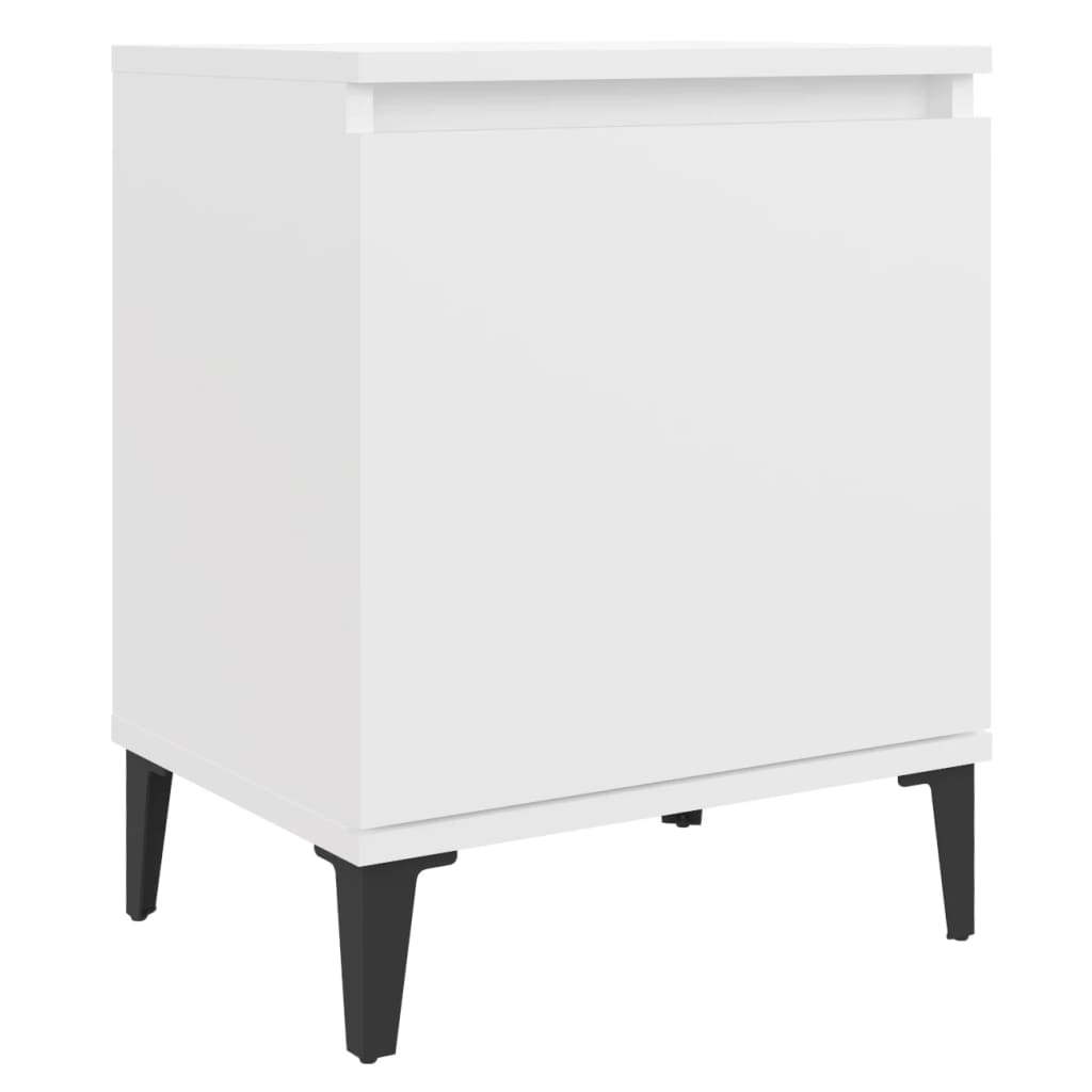 vidaXL Bed Cabinet with Metal Legs - White, 40x30x50 cm – Stylish & Functional Bedside Storage - BEYRUN