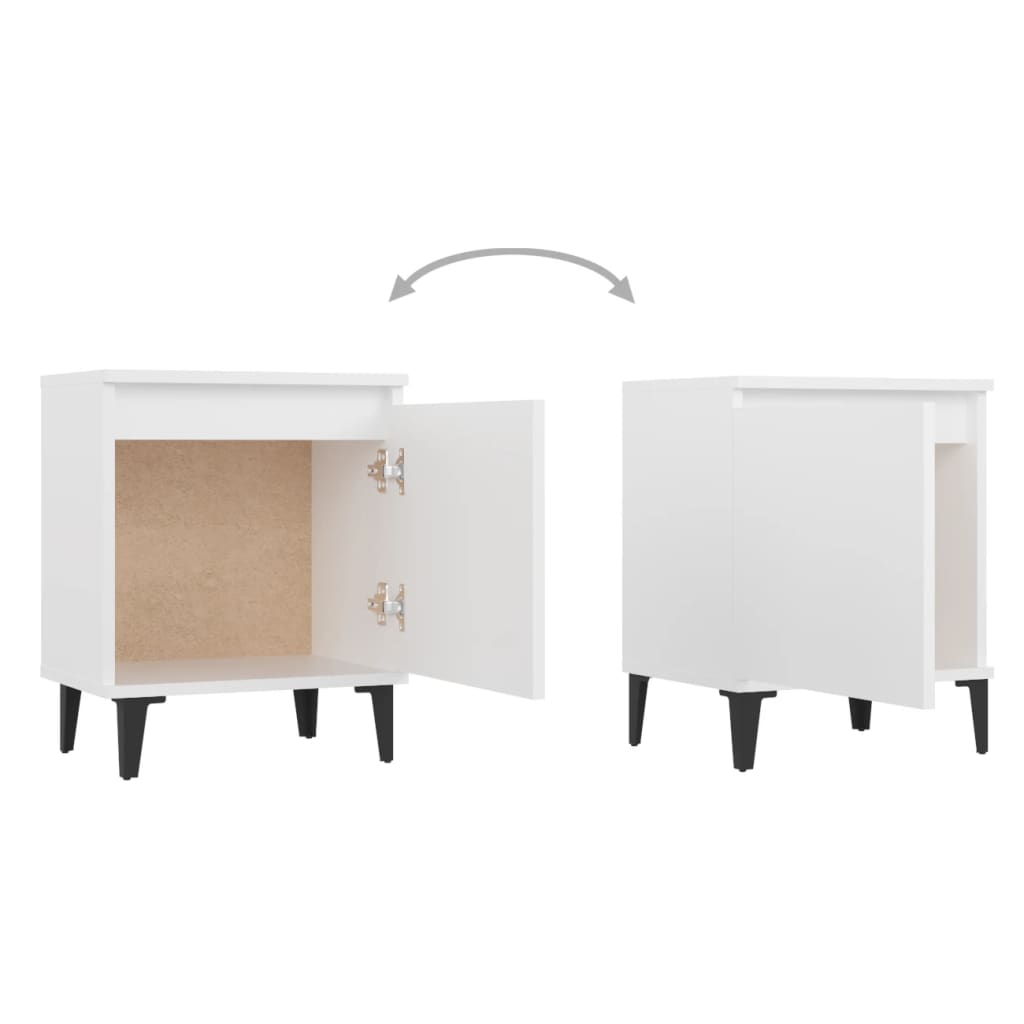 vidaXL Bed Cabinet with Metal Legs - White, 40x30x50 cm – Stylish & Functional Bedside Storage - BEYRUN