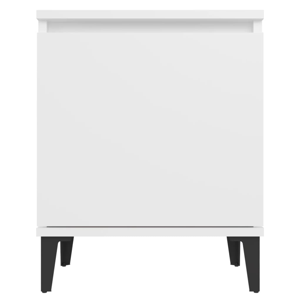 vidaXL Bed Cabinet with Metal Legs - White, 40x30x50 cm – Stylish & Functional Bedside Storage - BEYRUN