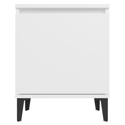 vidaXL Bed Cabinet with Metal Legs - White, 40x30x50 cm – Stylish & Functional Bedside Storage - BEYRUN