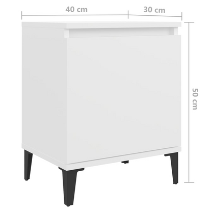 vidaXL Bed Cabinet with Metal Legs - White, 40x30x50 cm – Stylish & Functional Bedside Storage - BEYRUN