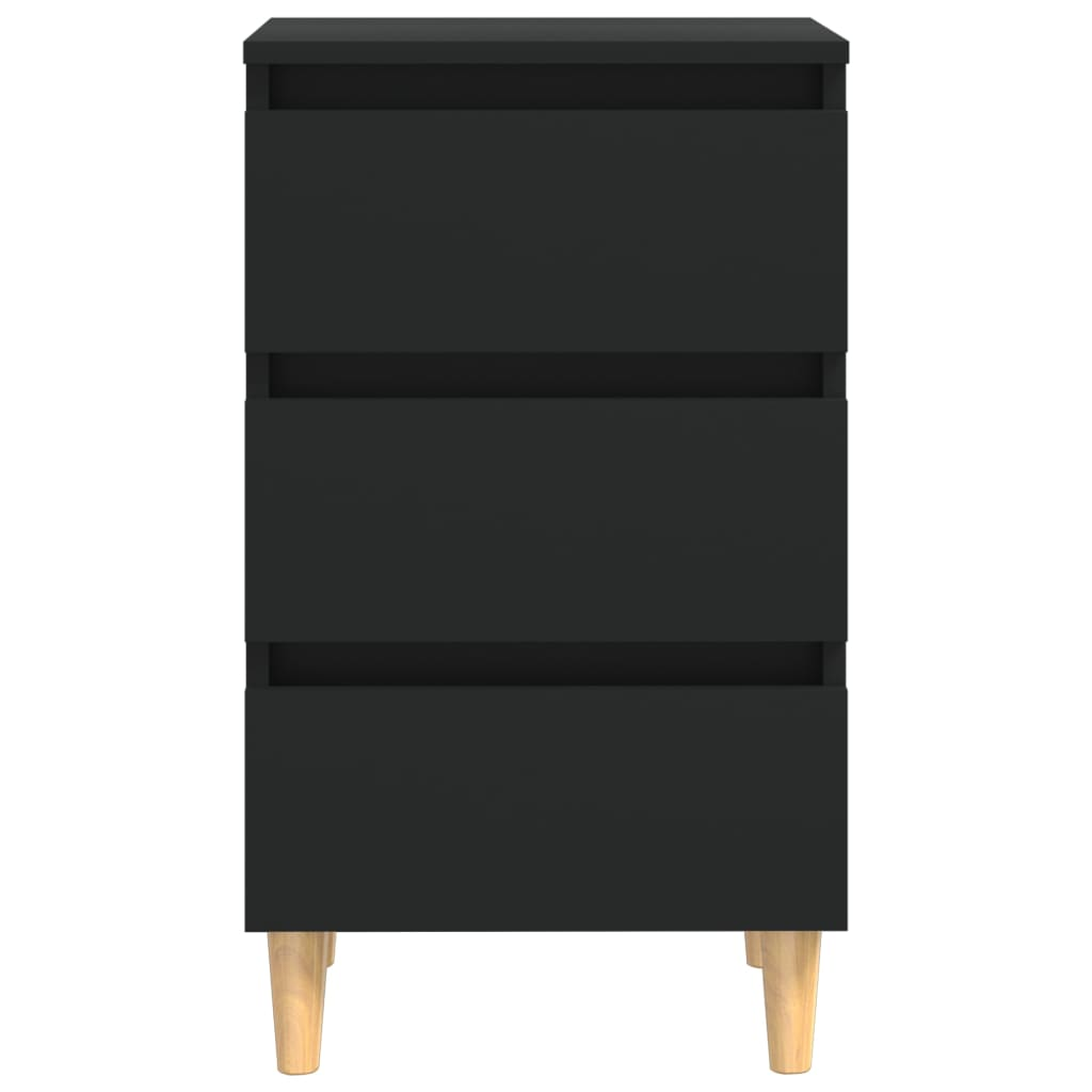 vidaXL Black Bed Cabinet with Solid Wood Legs | Stylish & Functional Nightstand - BEYRUN