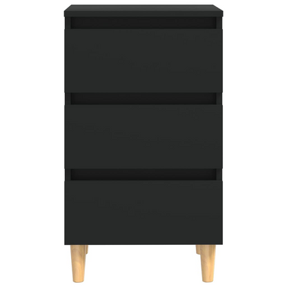 vidaXL Black Bed Cabinet with Solid Wood Legs | Stylish & Functional Nightstand - BEYRUN