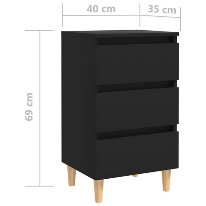 vidaXL Black Bed Cabinet with Solid Wood Legs | Stylish & Functional Nightstand - BEYRUN