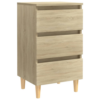 vidaXL Scandinavian Bed Cabinet with Solid Wood Legs Sonoma Oak 40x35x69 cm - BEYRUN