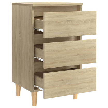 vidaXL Scandinavian Bed Cabinet with Solid Wood Legs Sonoma Oak 40x35x69 cm - BEYRUN