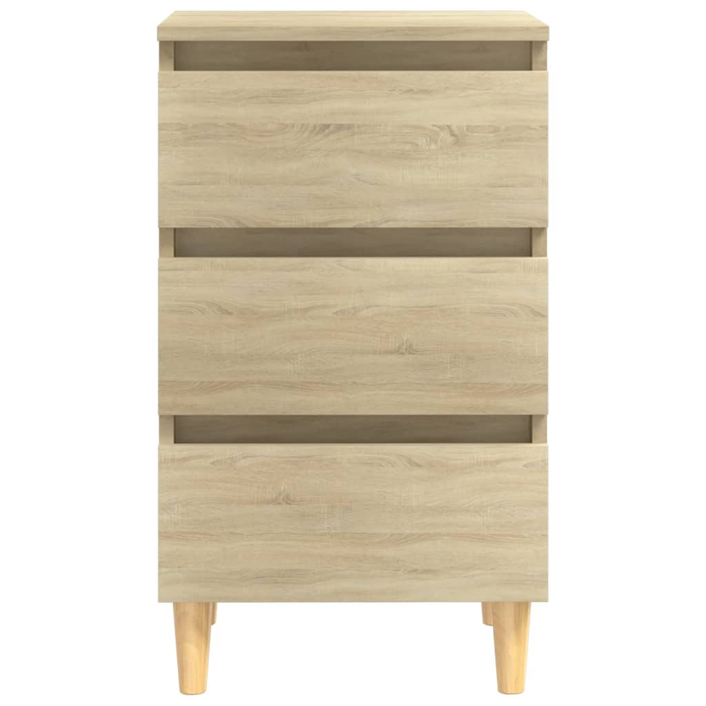 vidaXL Scandinavian Bed Cabinet with Solid Wood Legs Sonoma Oak 40x35x69 cm - BEYRUN