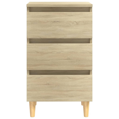 vidaXL Scandinavian Bed Cabinet with Solid Wood Legs Sonoma Oak 40x35x69 cm - BEYRUN