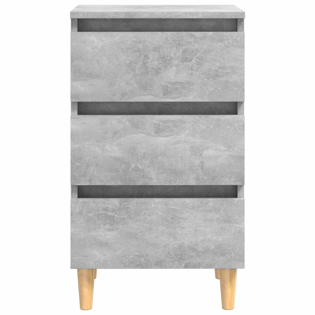 vidaXL Bed Cabinet with Solid Wood Legs | Concrete Grey | 40x35x69 cm | Modern Scandinavian Nightstand - BEYRUN