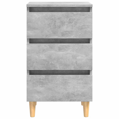 vidaXL Bed Cabinet with Solid Wood Legs | Concrete Grey | 40x35x69 cm | Modern Scandinavian Nightstand - BEYRUN