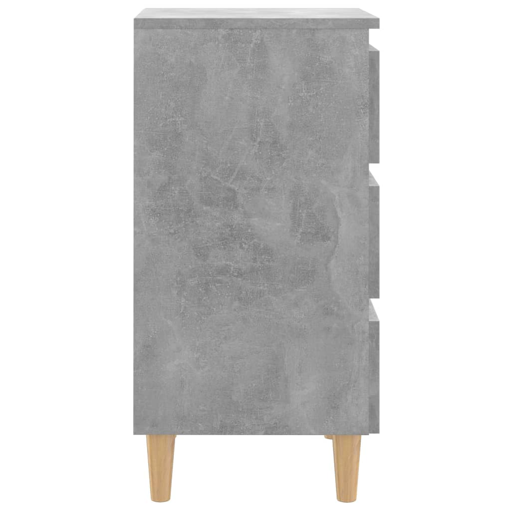 vidaXL Bed Cabinet with Solid Wood Legs | Concrete Grey | 40x35x69 cm | Modern Scandinavian Nightstand - BEYRUN