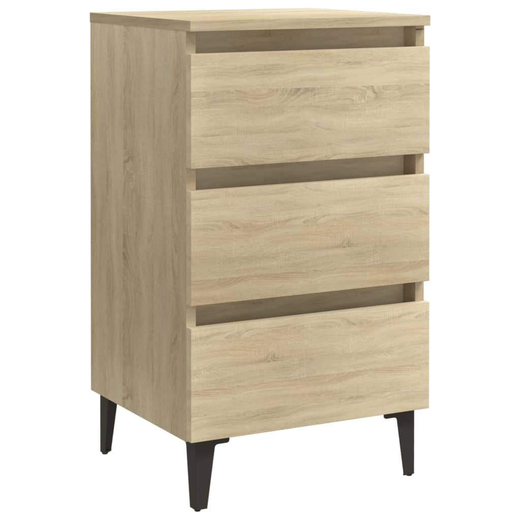 vidaXL Sonoma Oak Bed Cabinet with Metal Legs - 40x35x69 cm - Stylish & Functional Nightstand - BEYRUN