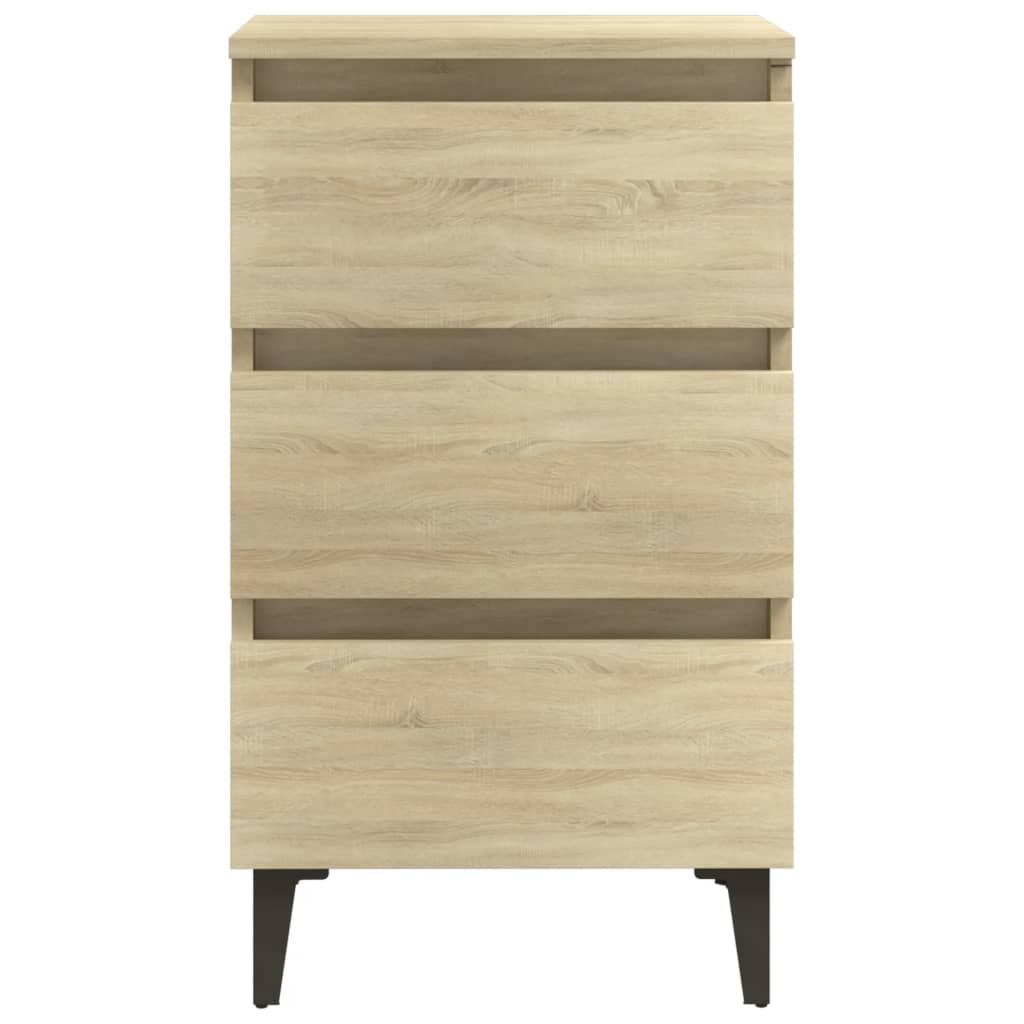 vidaXL Sonoma Oak Bed Cabinet with Metal Legs - 40x35x69 cm - Stylish & Functional Nightstand - BEYRUN