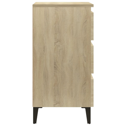 vidaXL Sonoma Oak Bed Cabinet with Metal Legs - 40x35x69 cm - Stylish & Functional Nightstand - BEYRUN