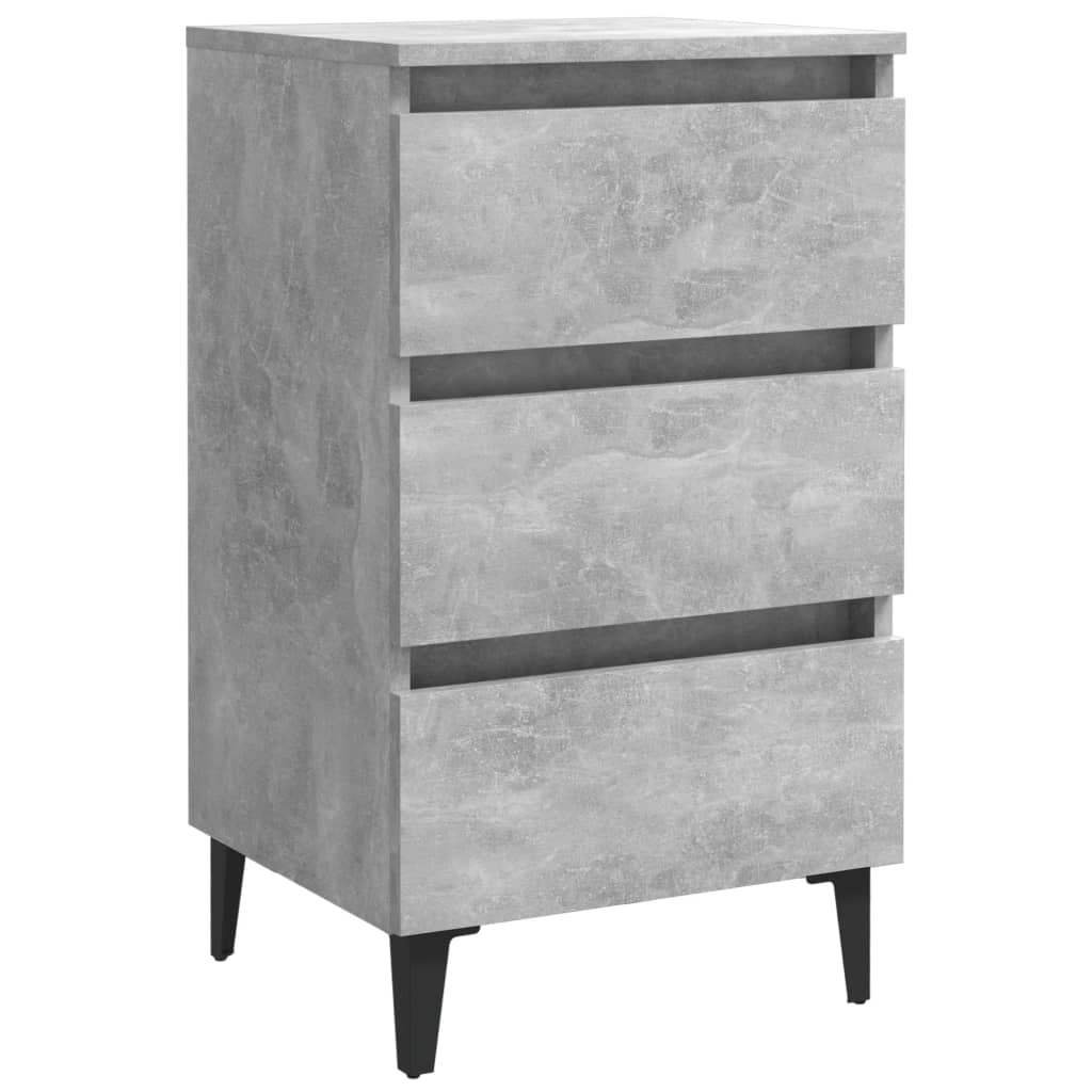 vidaXL Bed Cabinet with Metal Legs in Concrete Grey - 40x35x69 cm | Stylish & Functional Nightstand - BEYRUN