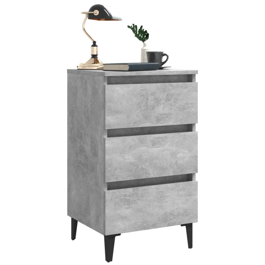 vidaXL Bed Cabinet with Metal Legs in Concrete Grey - 40x35x69 cm | Stylish & Functional Nightstand - BEYRUN