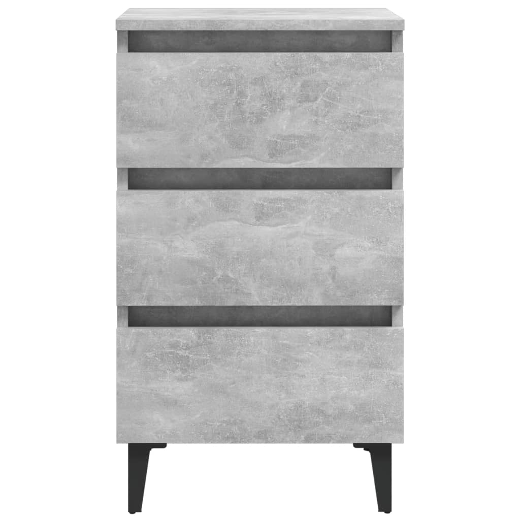 vidaXL Bed Cabinet with Metal Legs in Concrete Grey - 40x35x69 cm | Stylish & Functional Nightstand - BEYRUN