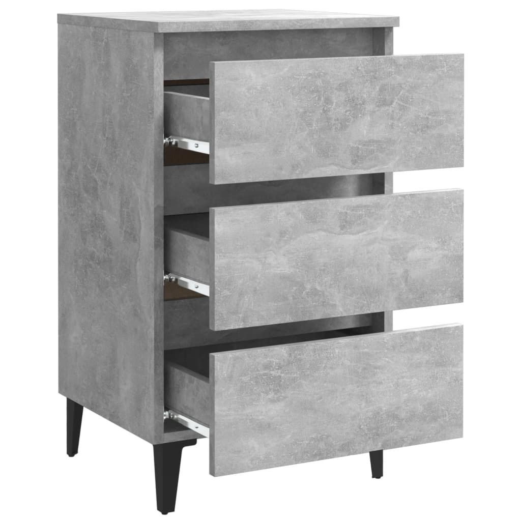 vidaXL Bed Cabinet with Metal Legs in Concrete Grey - 40x35x69 cm | Stylish & Functional Nightstand - BEYRUN